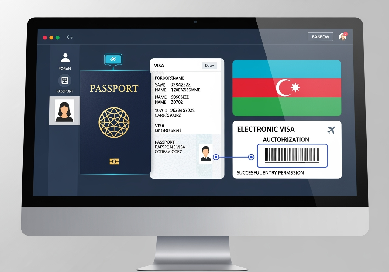 Azerbaijan e-Visa application on computer screen
